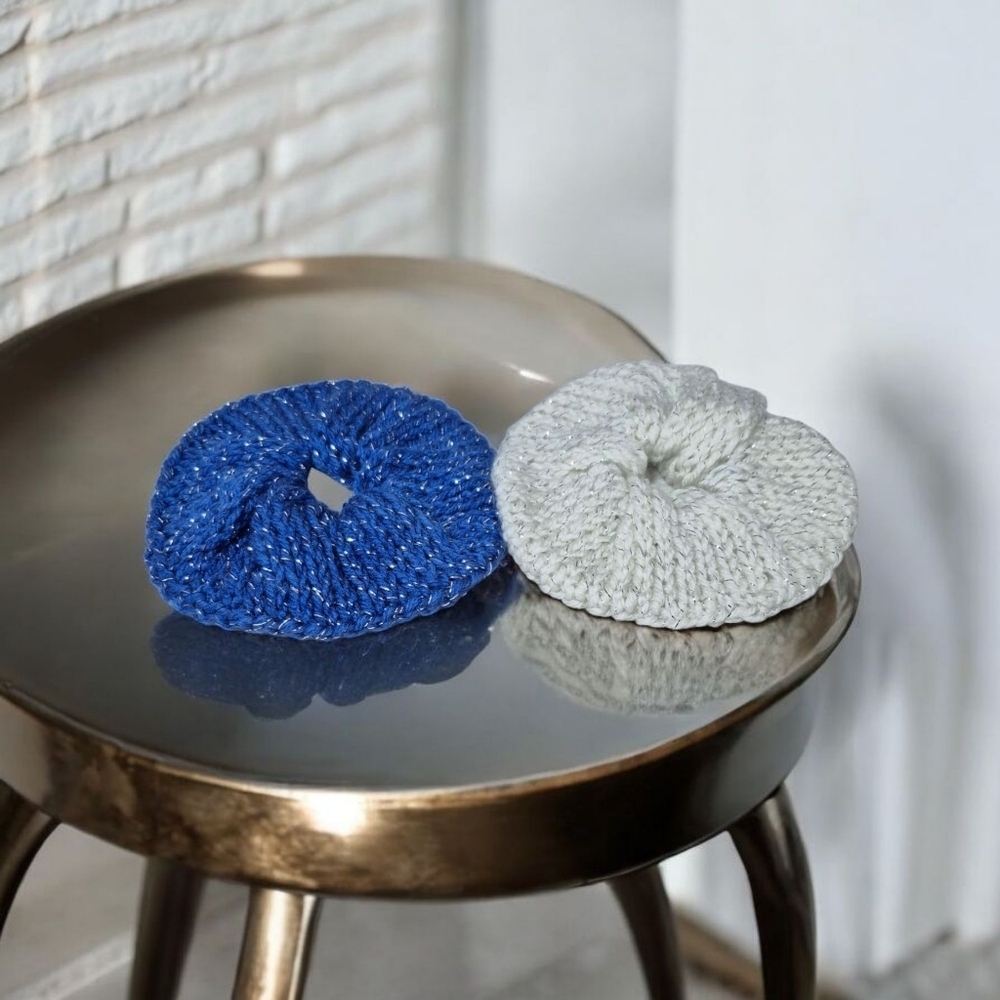 Set Of Two Hand Knit Scrunchies